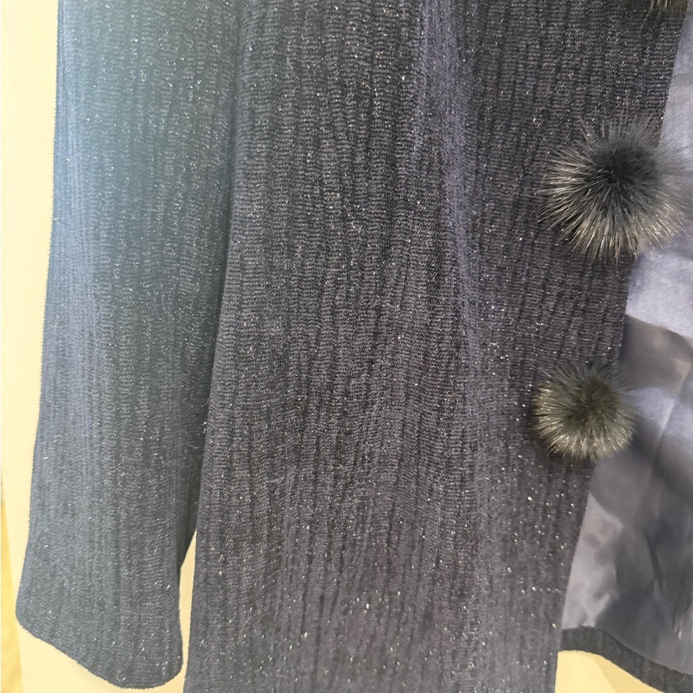💥HP 💥 DVC Women's Navy Blazer with Fur Accents size 14 - Picture 2 of 10
